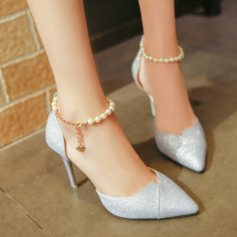Women's Sandals - Golden Silver Point Shoes