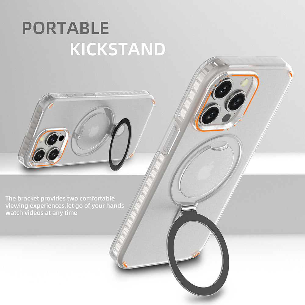 New Colorful Magnetic Bracket Phone Case With Holder Stand - Cover For Magesafe Magnetic Transparent Wireless Charge Case For Phone