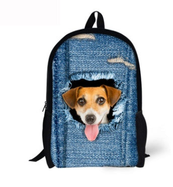 Cat Backpack - Cute 3D Animal Denim Backpacks for Children