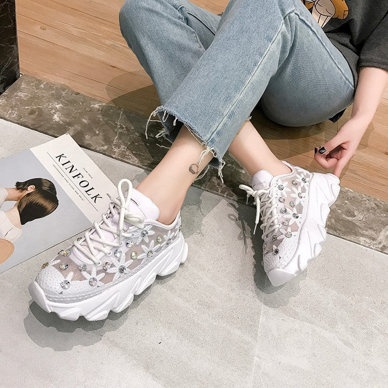 Women's Shoes Korean Mesh Breathable Thick-soled Shoes