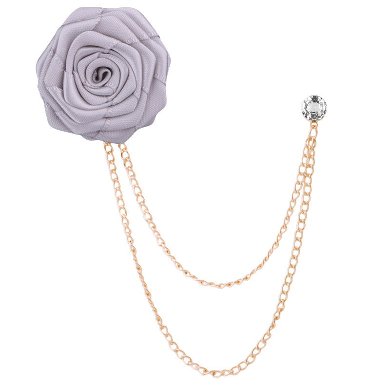 🌹Handmade Rose Brooch with Tassel – Elegant Unisex Suit Pin