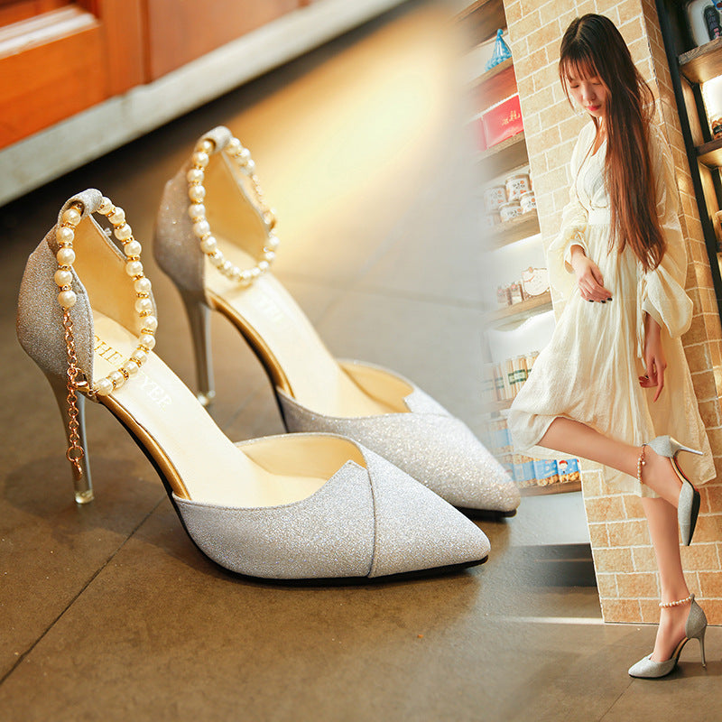 Women's Sandals - Golden Silver Point Shoes