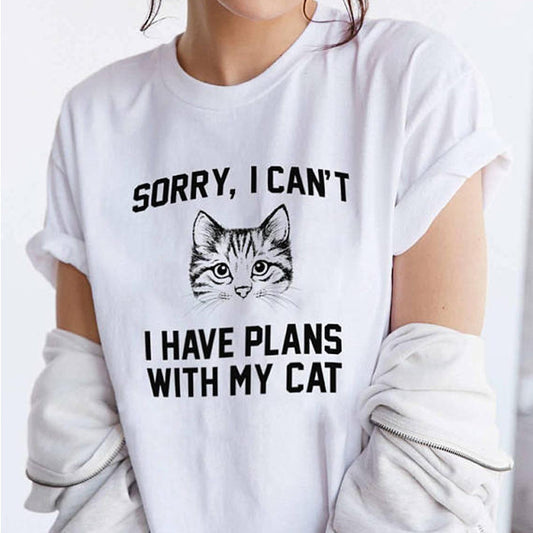 Printed Graphics Cat Face Summer Tee Shirt