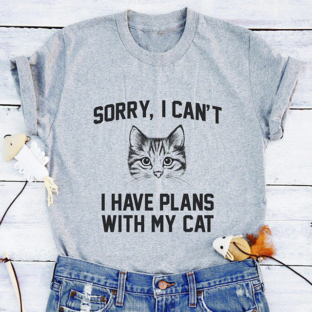 Printed Graphics Cat Face Summer Tee Shirt