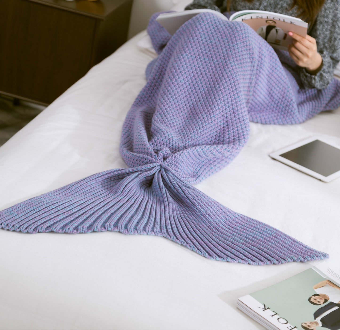 Mermaid Tail Knitted Crochet Blanket for Children - Super Soft Sleeping Blankets
