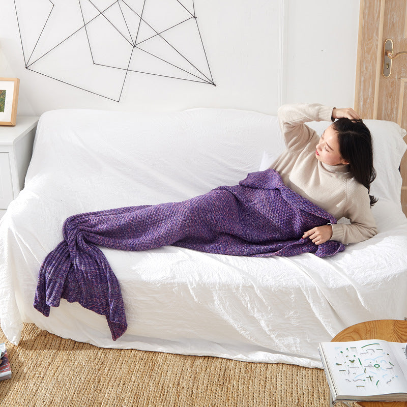 Mermaid Tail Knitted Crochet Blanket for Children - Super Soft Sleeping Blankets