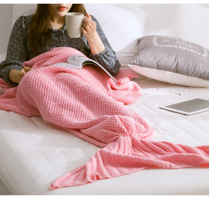 Mermaid Tail Knitted Crochet Blanket for Children - Super Soft Sleeping Blankets