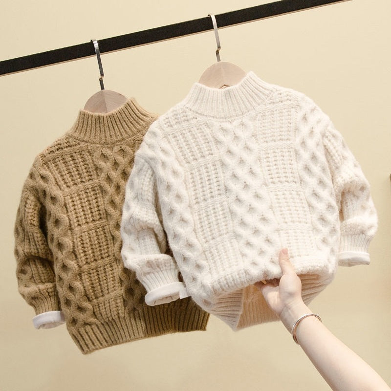 New Western Style Boys Sweater - Bright Color Plus Velvet