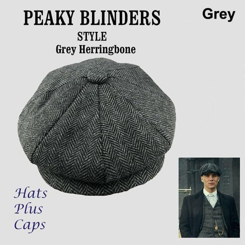 Wool Newsboy Caps - Men Herringbone Flat Caps Gatsby