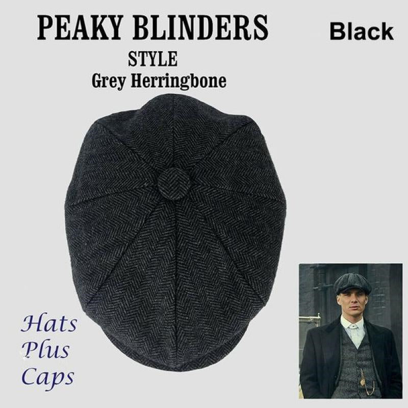Wool Newsboy Caps - Men Herringbone Flat Caps Gatsby