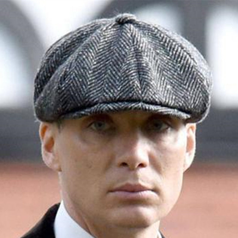 Wool Newsboy Caps - Men Herringbone Flat Caps Gatsby