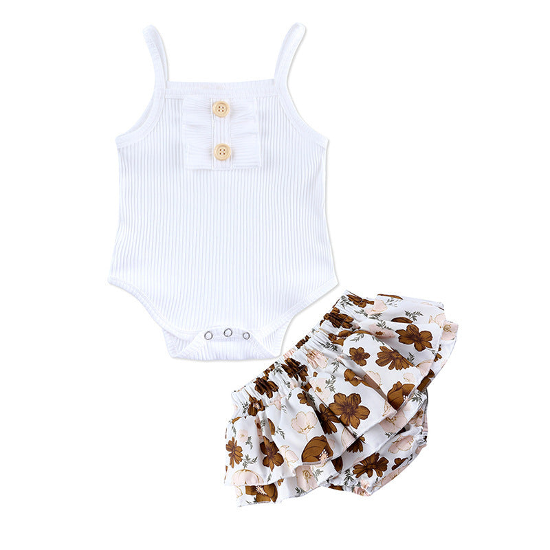 Adorable Baby Girls Summer Romper & Skirt Set – Trendy & Comfortable!  New Baby Clothing Girls Summer Romper Skirt Set - JumoShop
