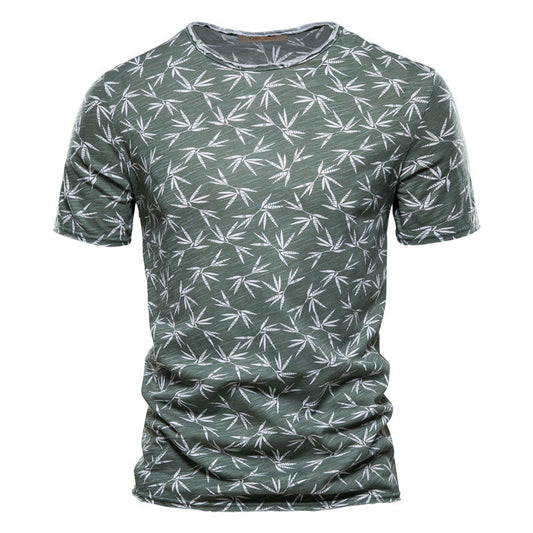 Casual Slim-Fit Stretch T-shirt for Men - Short-Sleeved Printed T-Shirt