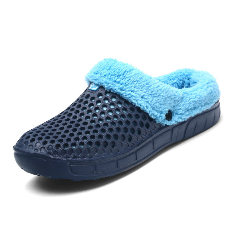 Fuzzy Plush Garden Clogs Mules Slippers -- Home Indoor Couple Slippers