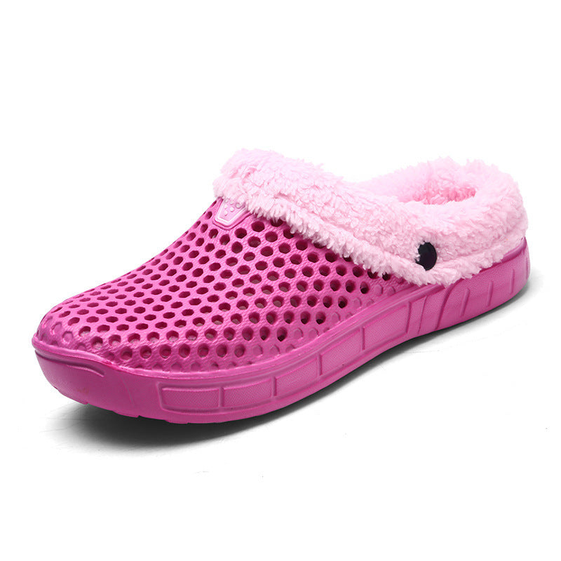 Fuzzy Plush Garden Clogs Mules Slippers -- Home Indoor Couple Slippers