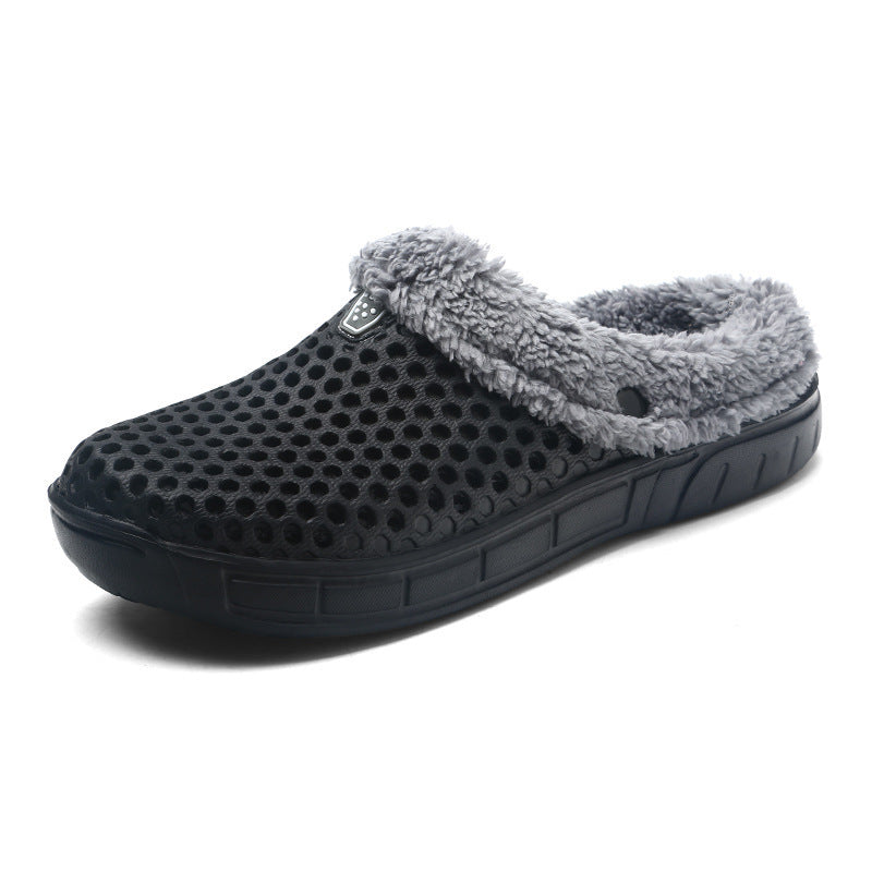 Fuzzy Plush Garden Clogs Mules Slippers -- Home Indoor Couple Slippers