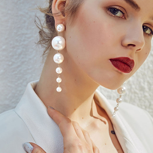 Exaggerated Pearl Flower Earrings – Elegant Statement Jewelry for Women! - JumoShop