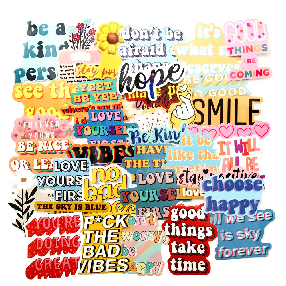 40 Inspirational English Graffiti Stickers - Trolley Case Laptop Stickers Cartoon Series Waterproof Stickers
