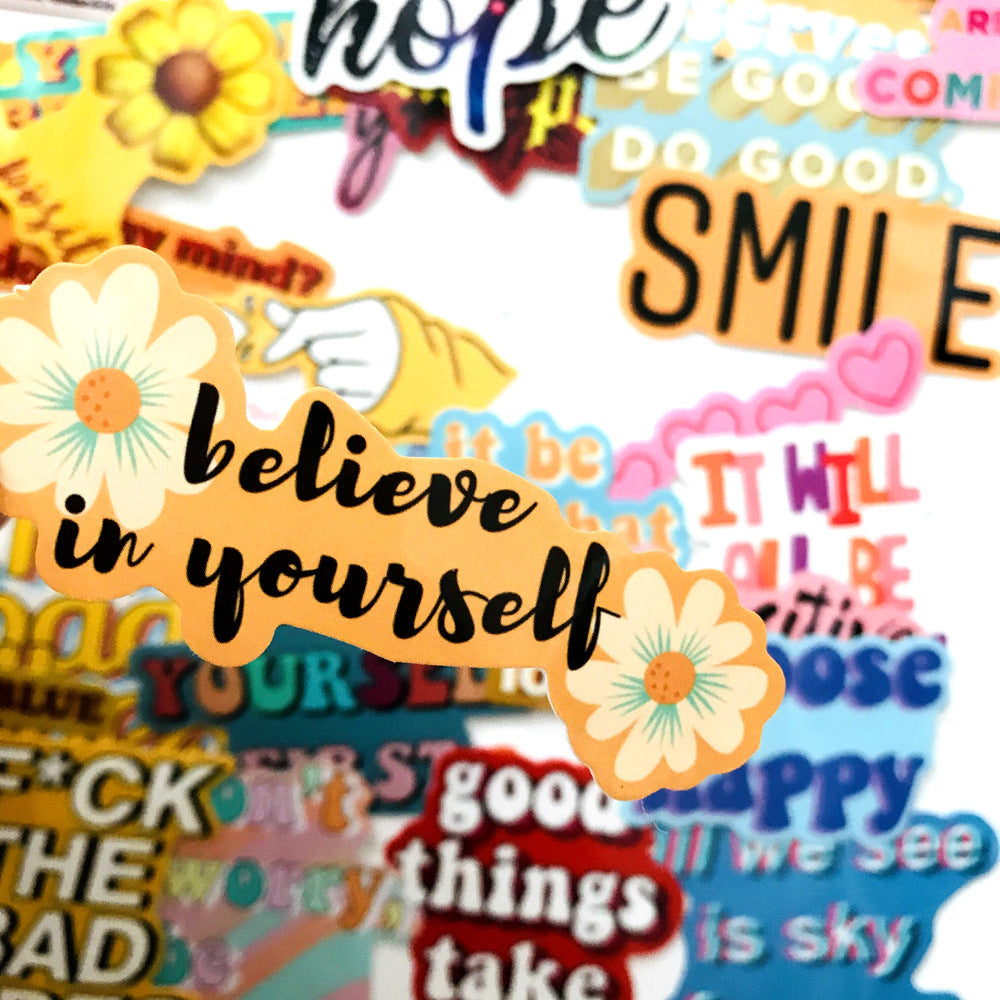 40 Inspirational English Graffiti Stickers - Trolley Case Laptop Stickers Cartoon Series Waterproof Stickers