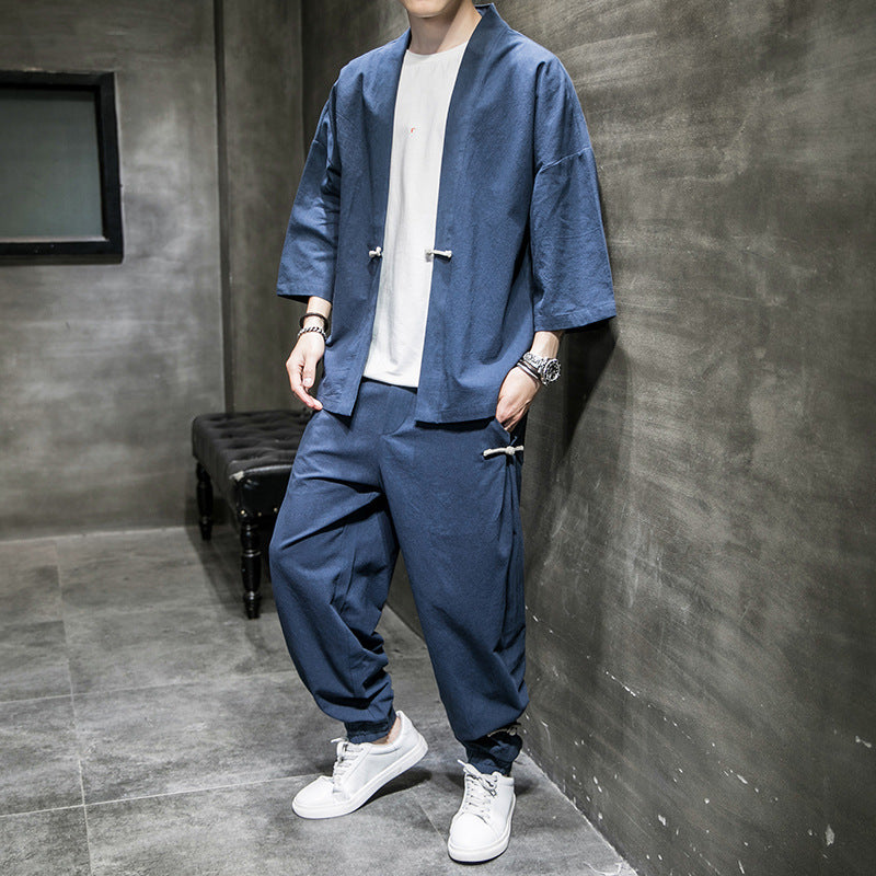 Men's Summer Three-Quarter Sleeves Robe
