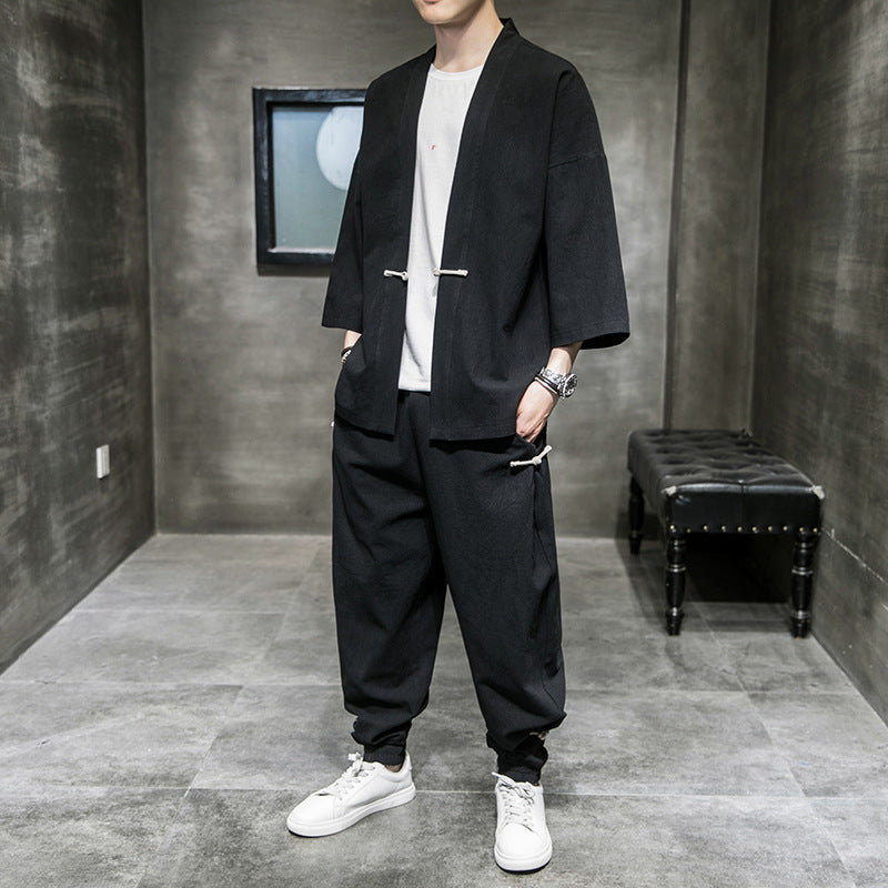 Men's Summer Three-Quarter Sleeves Robe