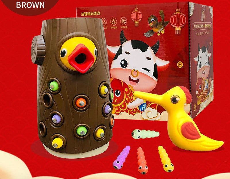 Woodpecker Magnetic Catch The Worm Animal Feeding Toy - Small Birds Children Educate Fishing Toys Kit Kids Gift Set