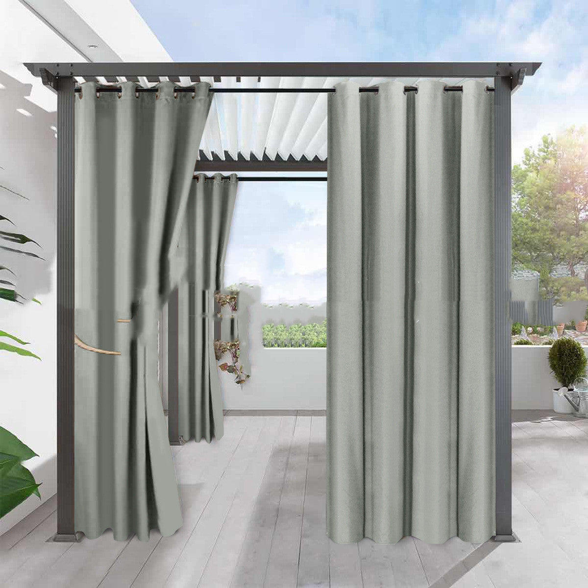Simple Full Blackout Fine Linen Curtain - Blackout Waterproof Sunscreen Heat Insulation Curtain
