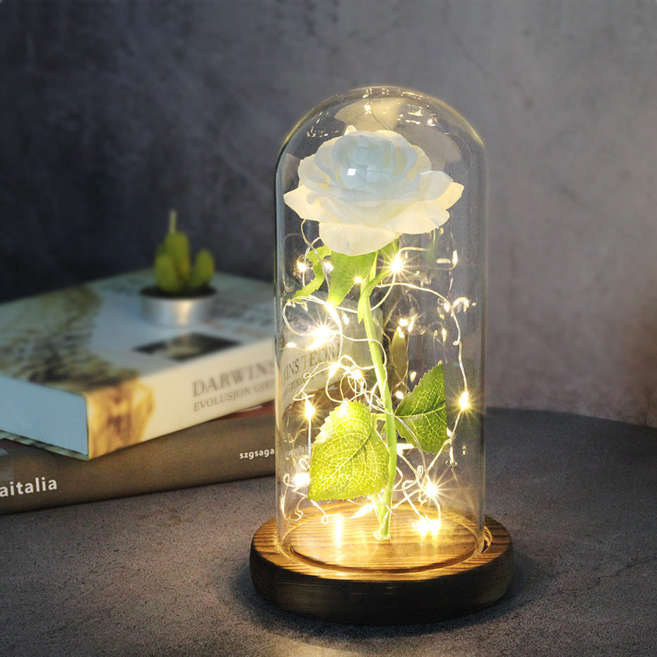 Glass Cover Luminous Led Ornament - Mothers Day Wedding Favors Bridesmaid Gift Immortal Simulation Rose