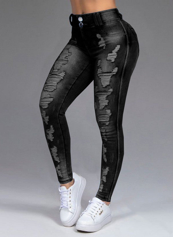 Ladies' Jeans - Ripped Holes Stretch Jeans for Women