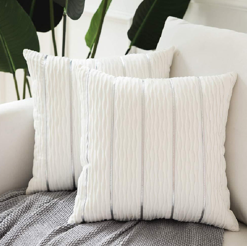Luxury Striped Velvet Throw Pillow Cushion Cover - Pillow Case Covers for Sofa Flannel Velvet Sofa Cushion Cover