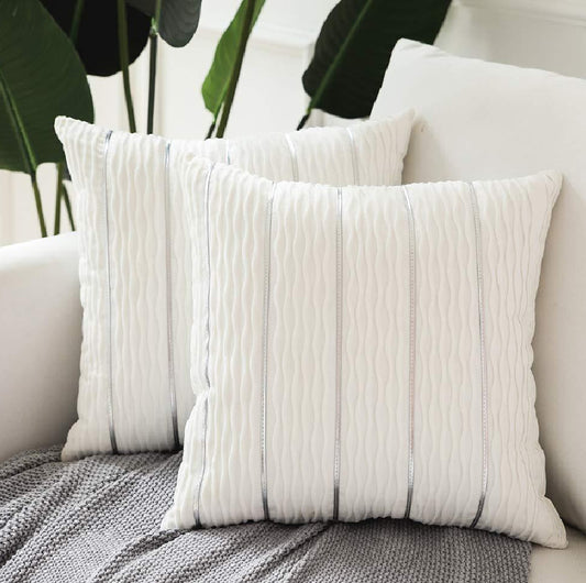 Luxury Striped Velvet Throw Pillow Cushion Cover - Pillow Case Covers for Sofa Flannel Velvet Sofa Cushion Cover