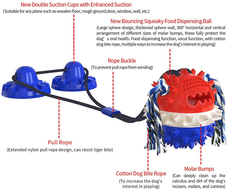 Large Dog Interactive Toy - Aggressive Chew Dog Indestructible Toy Suction Cup