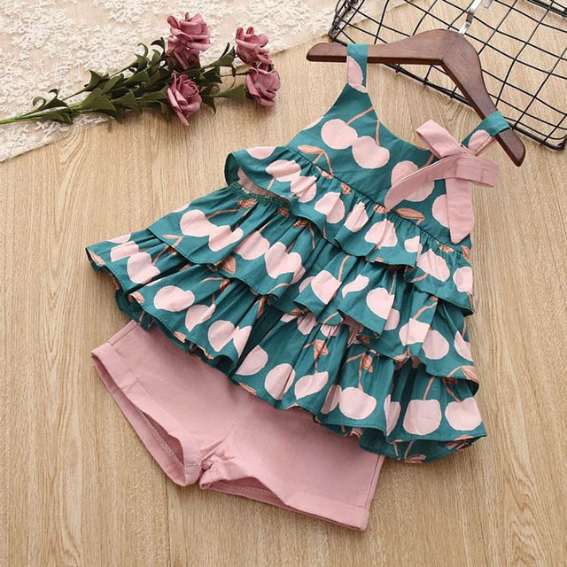 Comfy Girls Playsuit - Clothes For Baby Girl Kids T-Shirt Shorts Suit