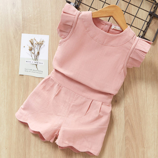 Comfy Girls Playsuit - Clothes For Baby Girl Kids T-Shirt Shorts Suit