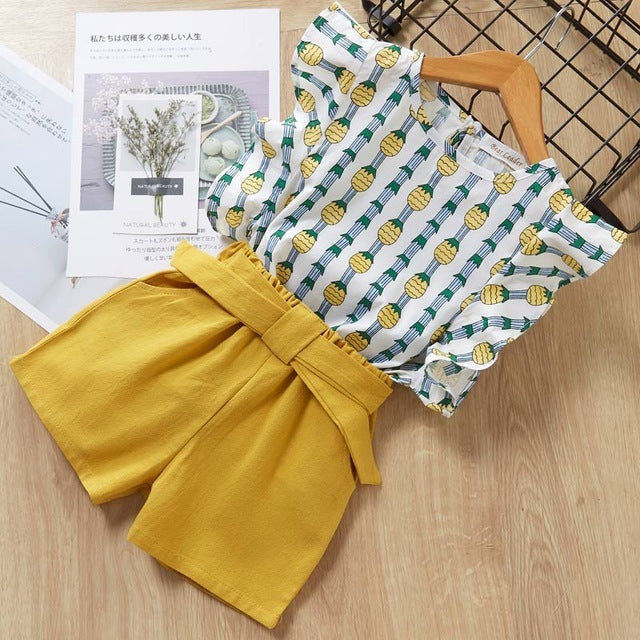Comfy Girls Playsuit - Clothes For Baby Girl Kids T-Shirt Shorts Suit