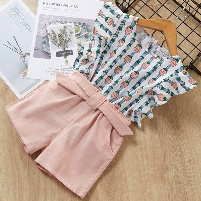 Comfy Girls Playsuit - Clothes For Baby Girl Kids T-Shirt Shorts Suit