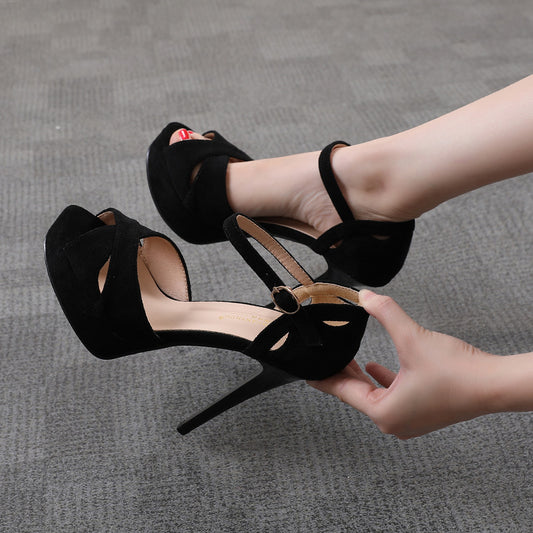 Stiletto High Heels - Women's Fish Mouth Platform Sandals