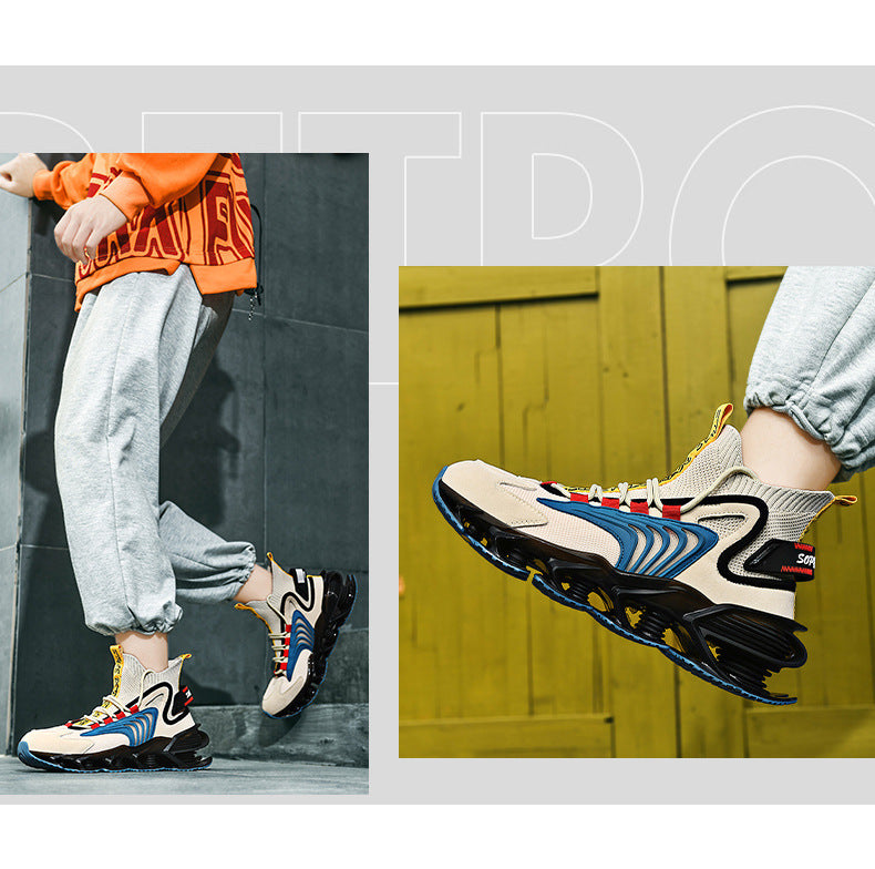 Breathable Fly Woven Mesh High-top Thick-soled Shoes - Casual Sports Socks Running Shoes