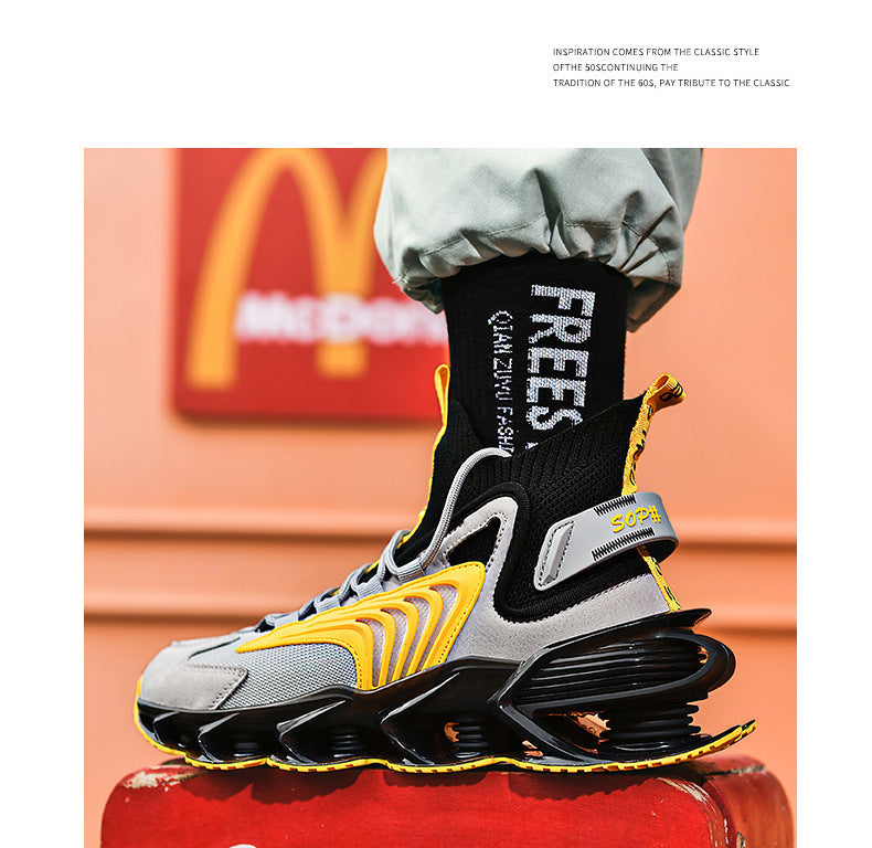Breathable Fly Woven Mesh High-top Thick-soled Shoes - Casual Sports Socks Running Shoes