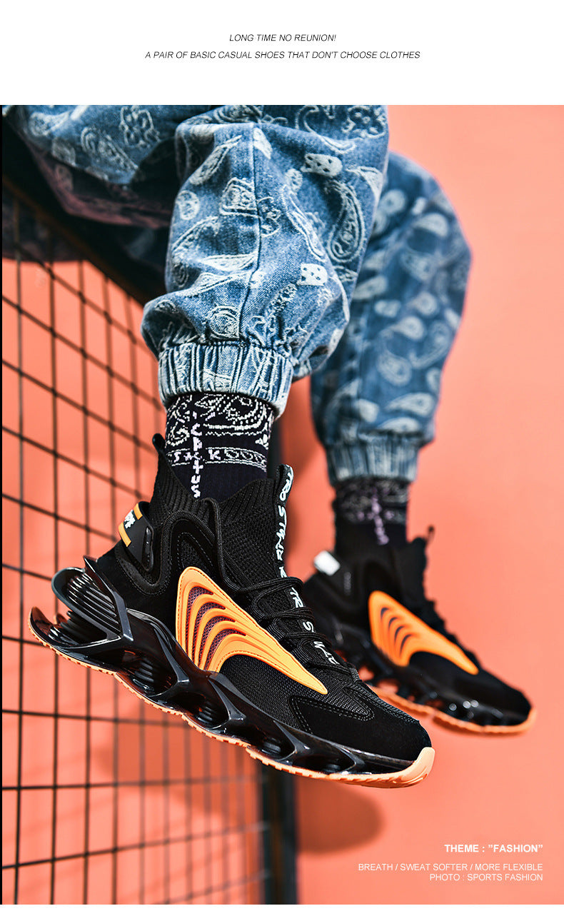 Breathable Fly Woven Mesh High-top Thick-soled Shoes - Casual Sports Socks Running Shoes