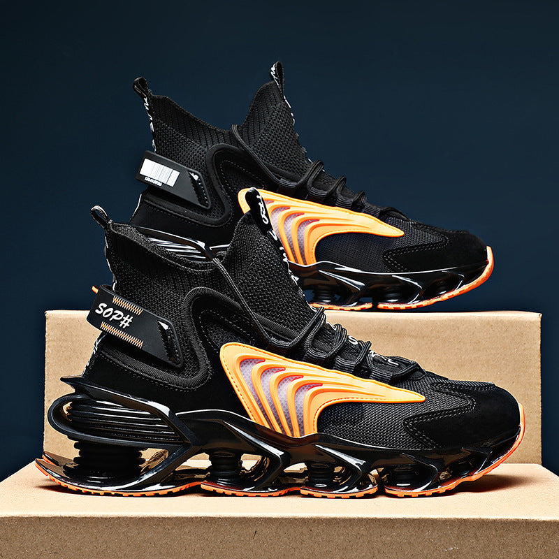 Breathable Fly Woven Mesh High-top Thick-soled Shoes - Casual Sports Socks Running Shoes