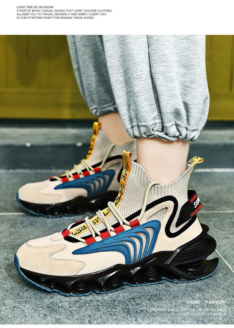 Breathable Fly Woven Mesh High-top Thick-soled Shoes - Casual Sports Socks Running Shoes