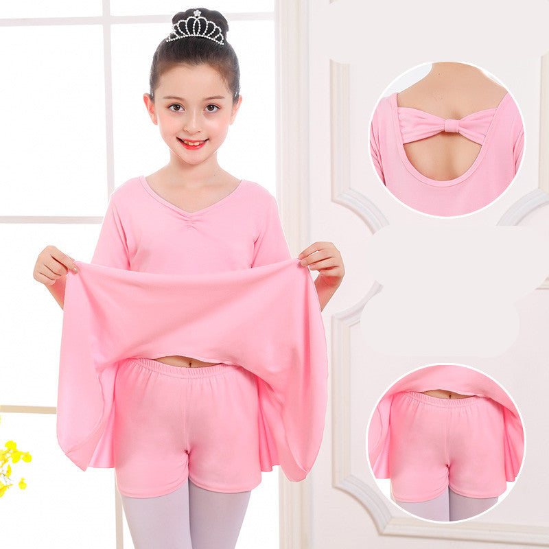 Children's Dance Clothes - Girls' Practice Clothes, Girls Short-sleeved Tutu