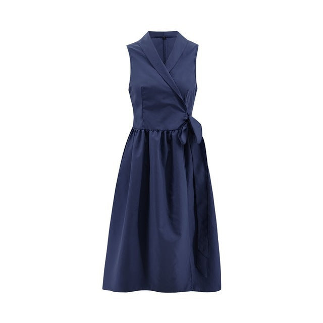 Mid Casual Sleeveless Belt Dress