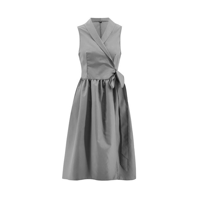 Mid Casual Sleeveless Belt Dress