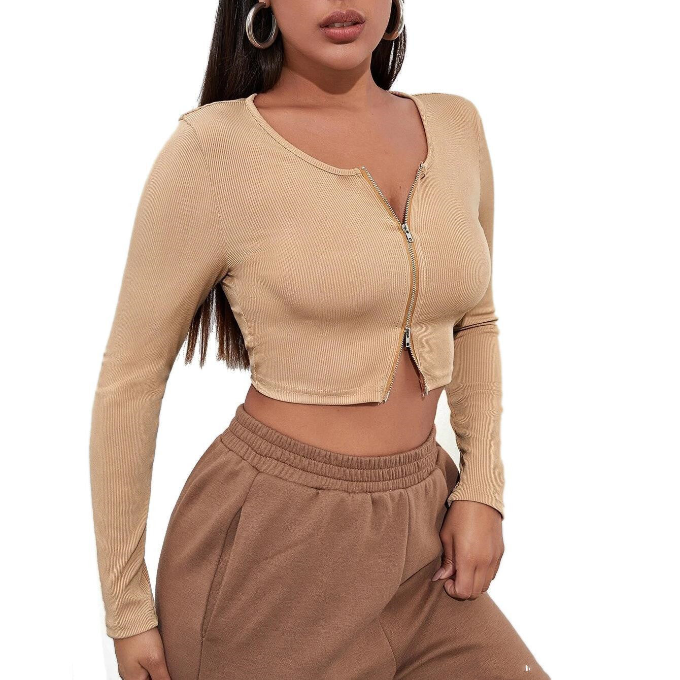 Sexy Front Zipper Top