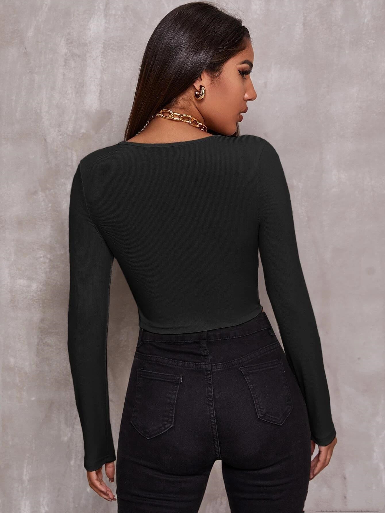 Sexy Front Zipper Top