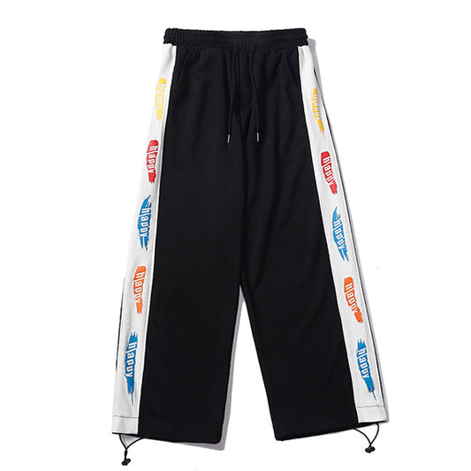 Printed Trousers With Drawstring Trousers For Men - Women Loose Straight-Waist Trousers