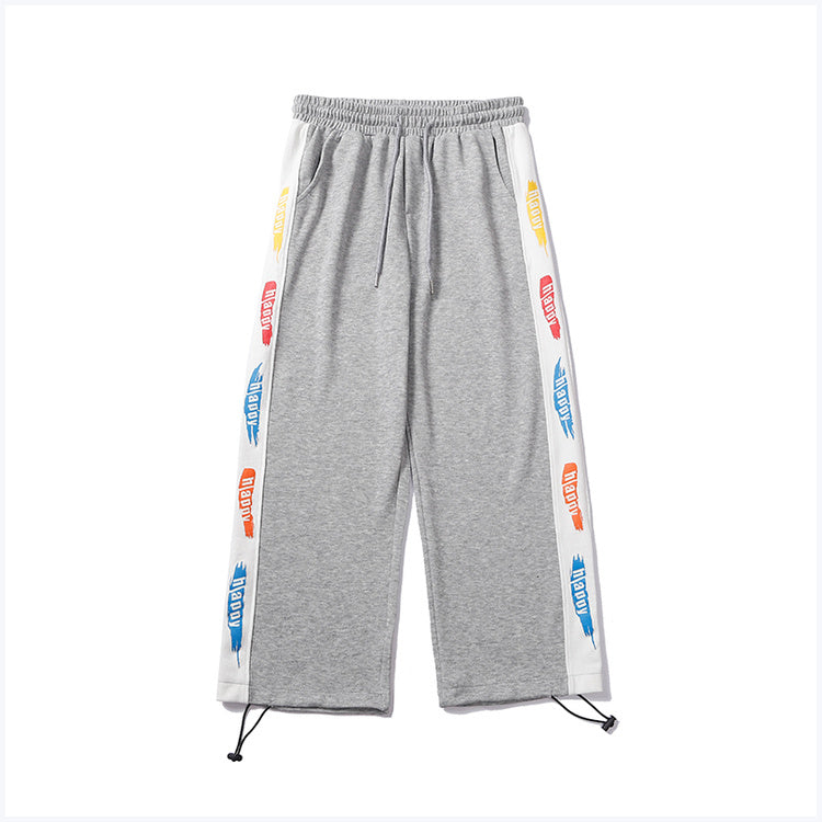 Printed Trousers With Drawstring Trousers For Men - Women Loose Straight-Waist Trousers