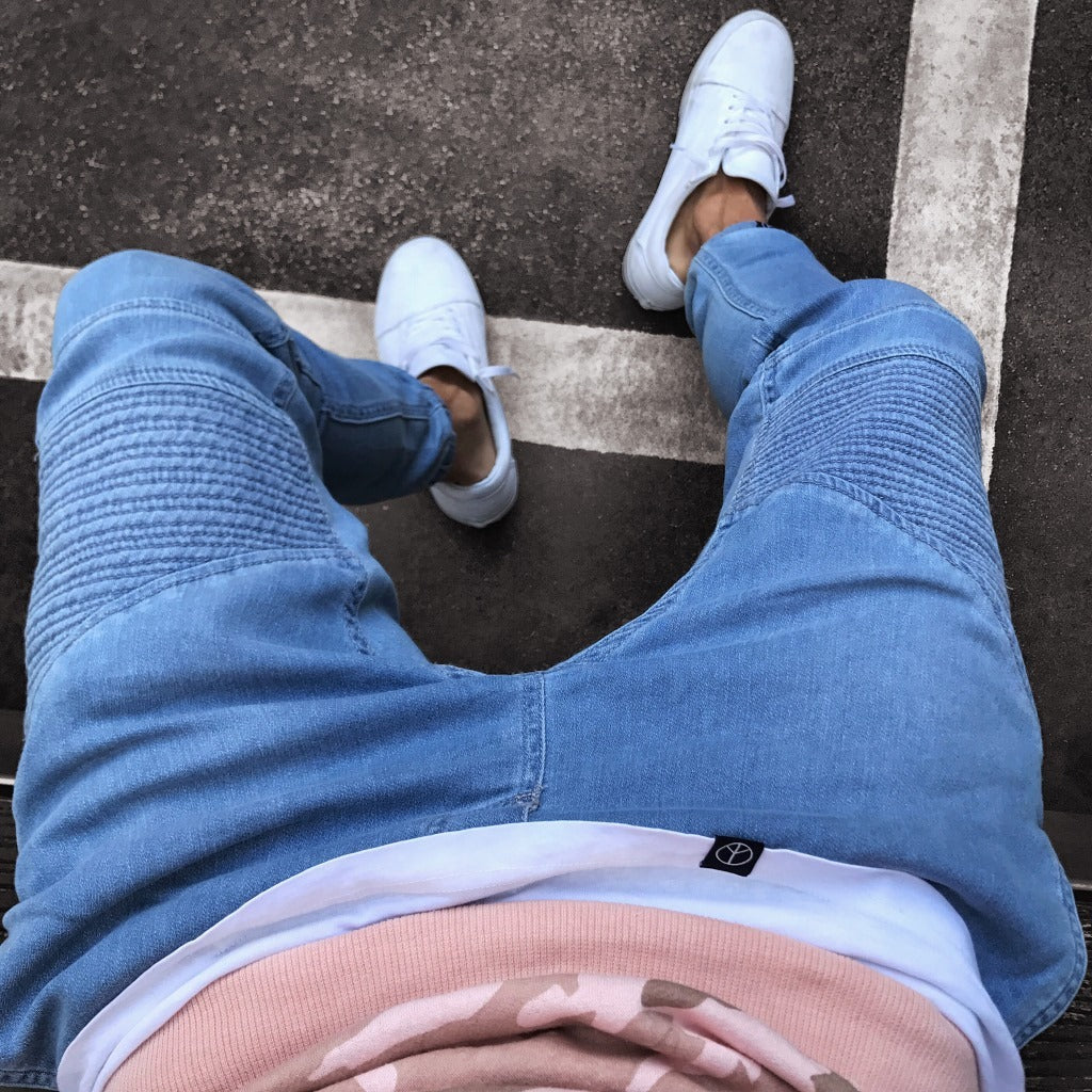 Men's Jeans - Men's Explosive Fashion Light Blue Skinny Jeans